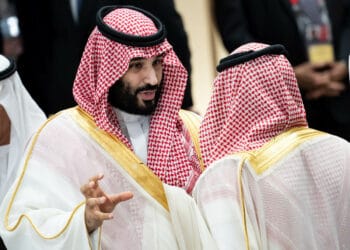 28 June 2019, Japan, Osaka: Mohammed bin Salman bin Abdelasis al-Saud, Crown Prince of Saudi Arabia, talks at the beginning of the first working session of the G20 summit. The heads of state and government of the 19 leading industrialised and emerging countries and the European Union will meet at the G20 summit in Osaka (Japan) on 28 and 29 June 2019. Photo: Bernd von Jutrczenka/dpa (Photo by Bernd von Jutrczenka/picture alliance via Getty Images)