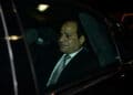 Egypt President Abdel Fattah al-Sisi leaves in a car following his arrival at Indira Gandhi International Airport for the Third India-Africa Forum Summit in New Delhi on October 28, 2015. India is hosting an unprecedented gathering of Africa's leaders as it ramps up the race for resources on the continent, where its rival China already has a major head start. AFP PHOTO / SAJJAD HUSSAIN        (Photo credit should read SAJJAD HUSSAIN/AFP via Getty Images)