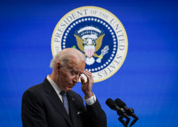 WASHINGTON, DC - JANUARY 25: U.S. President Joe Biden pauses while speaking after signing an executive order related to American manufacturing in the South Court Auditorium of the White House complex on January 25, 2021 in Washington, DC. President Biden signed an executive order aimed at boosting American manufacturing and strengthening the federal governments Buy American rules. (Photo by Drew Angerer/Getty Images)