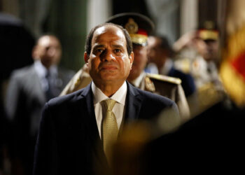 Egyptian President Abdel-Fattah al-Sisi reviews an honour guard of troops prior to a meeting with with French Defence Minister Florence Parly at The Defence Ministry in Paris on October 23, 2017. - Egyptian President Abdel-Fattah el-Sissi is starting a three-day visit to France, during which human rights, along with economic and military cooperation are expected to be discussed. (Photo by Thibault Camus / POOL / AFP) (Photo by THIBAULT CAMUS/POOL/AFP via Getty Images)