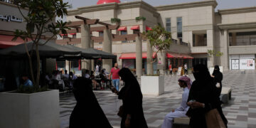 RIYADH, SAUDI ARABIA - JUNE 20:  Women wearing the traditional Saudi niqab and black abaya walk across the central courtyard of Rubeen Plaza, a shopping center popular with young Saudis, on June 20, 2018 in Riyadh, Saudi Arabia. The Saudi government, under Crown Prince Mohammad Bin Salman, is phasing in an ongoing series of reforms to both diversify the Saudi economy and to liberalize its society. The reforms also seek to empower women by restoring them basic legal rights, allowing them increasing independence and encouraging their participation in the workforce. Saudi Arabia is among the most conservative countries in the world and women have traditionally had much fewer rights than men.  (Photo by Sean Gallup/Getty Images)