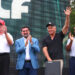 BEDMINSTER, NEW JERSEY - JULY 31: (L-R) Former U.S. President Donald Trump, his excellency Yasir Al Rumayyan, Greg Norman, CEO and commissioner of LIV Golf, and Majed Al Sorour, CEO of Saudi Golf Federation, are seen on stage during day three of the LIV Golf Invitational - Bedminster at Trump National Golf Club Bedminster on July 31, 2022 in Bedminster, New Jersey. (Photo by Chris Trotman/LIV Golf via Getty Images)