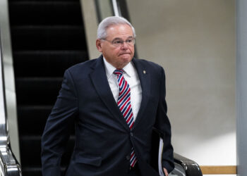 UNITED STATES - MAY 26: Sen. Bob Menendez, D-N.J., walks through the Senate subway in the U.S. Capitol on Wednesday, May 26, 2021. (Photo by Bill Clark/CQ-Roll Call, Inc via Getty Images)