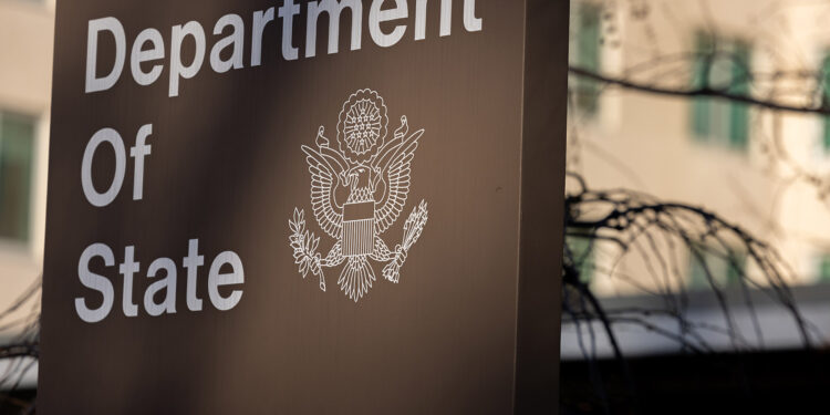 WASHINGTON, DC UNITED STATES- MARCH 14: The exterior of the State Department complex is seen on March 14, 2023 in Washington, DC. (Photo by Nathan Posner/Anadolu Agency via Getty Images)