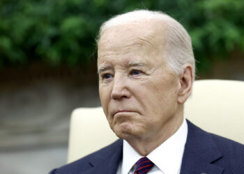 WASHINGTON, DC - APRIL 15: U.S. President Joe Biden listens as Iraqi Prime Minister Mohammed Shia al-Sudani speaks in the Oval Office of the White House on April 15, 2024 in Washington, DC. Biden and al-Sudani intend to speak on Iran's drone strike on Israel over the weekend. Al-Sudani's visit to the U.S. was already arranged last month with the intention to also discuss a range of topics pertaining to economic, trade and energy issues. (Photo by Anna Moneymaker/Getty Images)