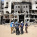 A United Nations (UN) team inspects the grounds of Al-Shifa hospital, Gaza's largest hospital, which was reduced to ashes by a two-week Israeli raid, on April 8, 2024, amid the ongoing conflict between Israel and the Palestinian Hamas militant group. (Photo by AFP)