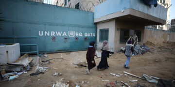 GAZA CITY, GAZA - FEBRUARY 21: A view of the destruction as a result of Israeli attacks at the UNRWA headquarters, which provides assistance to millions of Palestinians and is affiliated with the United Nations in Gaza City, Gaza on February 21, 2024. (Photo by Dawoud Abo Alkas/Anadolu via Getty Images)