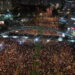 TEL AVIV, ISRAEL - SEPTEMBER 01: An aerial view of tens of thousands of Israelis protesting against Israeli Prime Minister Benjamin Netanyahu and his government for not signing the ceasefire agreement with Gaza in Tel Aviv, Israel on September 01, 2024. (Photo by Yair Palti/Anadolu via Getty Images)