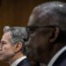 WASHINGTON, DC - OCTOBER 31: (L-R) U.S. Secretary of State Antony Blinken and U.S. Secretary of Defense Lloyd Austin testify during a Senate Appropriations Committee hearing on Capitol Hill October 31, 2023 in Washington, DC. Blinken and Austin both testified at the hearing on budget requests, which includes aid money for Israel and Ukraine. (Photo by Drew Angerer/Getty Images)