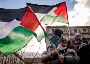 WASHINGTON, DC - JANUARY 13: Pro-Palestine demonstrators gather at Freedom Plaza for a rally on January 13, 2024 in Washington, DC. Officials are predicting at least 10,000 people will attend to protest the retaliatory actions taken by the Israeli government following the October 7th terrorist attacks by Hamas. (Photo by Samuel Corum/Getty Images)