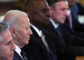 WASHINGTON, DC - MARCH 12: U.S. President Joe Biden speaks during a meeting with Polish President Andrzej Duda and Prime Minister Donald Tusk in the East Room of the White House on March 12, 2024 in Washington, DC. The leaders spoke on European security and reaffirmed military cooperation as Russia's war against Ukraine continues. Biden was seated next to Secretary of State Antony Blinken and Defense Secretary Lloyd Austin. (Photo by Kevin Dietsch/Getty Images)