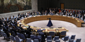 NEW YORK, NY - FEBRUARY 24: Members of the United Nations Security Council attend a United Nations Security Council meeting on maintenance of peace and security of Ukraine at UN Headquarters on February 24, 2025 in New York City. (Photo by Liao Pan/China News Service/VCG via Getty Images)